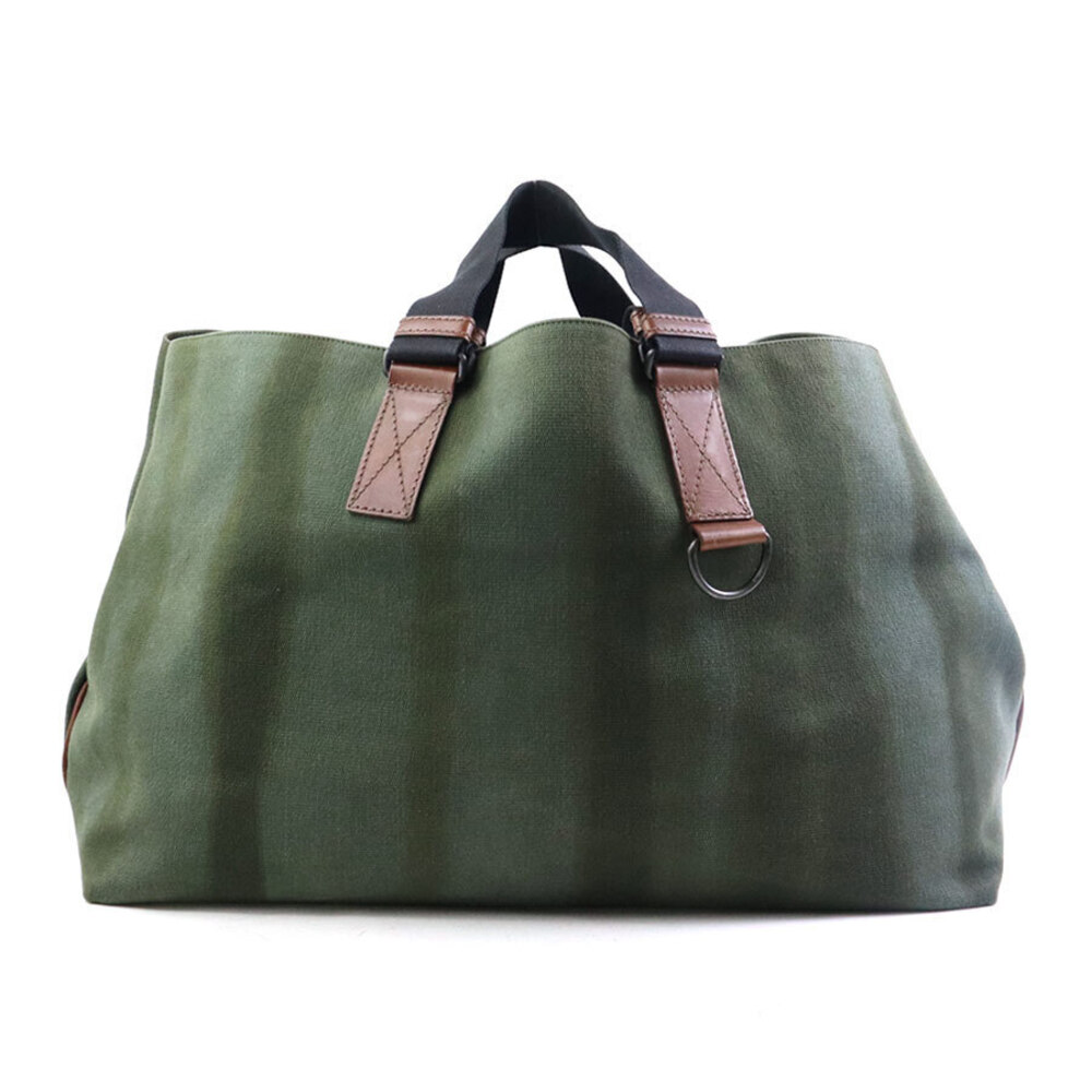 Bottega Veneta handbag canvas leather Khaki Green x brown